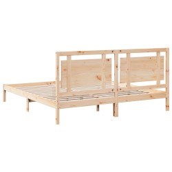 Cadre de lit extra long sans matelas 180x220 cm bois massif 