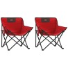Chaise de camping avec poche pliable lot de 2 rouge 