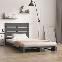 Cadre de lit sans matelas gris 100x200 cm bois massif de pin 