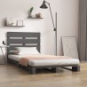 Cadre de lit sans matelas gris 100x200 cm bois massif de pin 