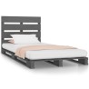 Cadre de lit sans matelas gris 100x200 cm bois massif de pin 