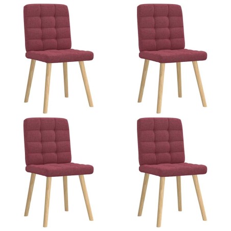 Chaises à manger lot de 4 rouge bordeaux tissu 