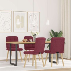 Chaises à manger lot de 4 rouge bordeaux tissu 
