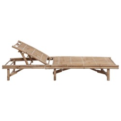 Chaise longue de jardin avec coussin Bambou 
