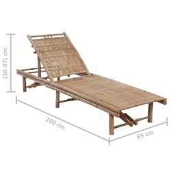 Chaise longue de jardin avec coussin Bambou 