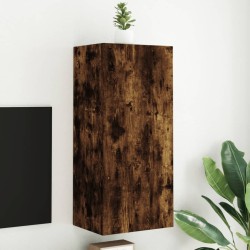 Meuble TV mural chêne fumé 40,5x30x90 cm bois d'ingénierie 