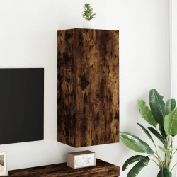 Meuble TV mural chêne fumé 40,5x30x90 cm bois d'ingénierie 