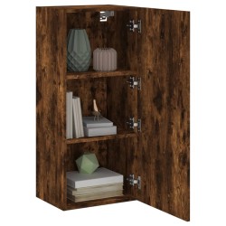 Meuble TV mural chêne fumé 40,5x30x90 cm bois d'ingénierie 