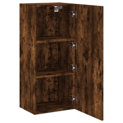 Meuble TV mural chêne fumé 40,5x30x90 cm bois d'ingénierie 