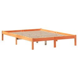Lit bibliothèque sans matelas cire marron 120x200 cm pin massif 