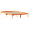 Lit bibliothèque sans matelas cire marron 120x200 cm pin massif 