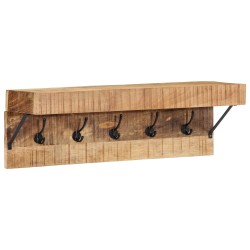 Porte-manteauavec étagère mural en bois de mangue massif et métal 