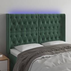 Tête de lit à LED Vert foncé 147x16x118/128 cm Velours 