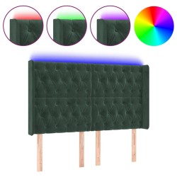 Tête de lit à LED Vert foncé 147x16x118/128 cm Velours 
