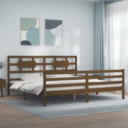 Cadre de lit sans matelas marron miel 200x200 cm bois massif 