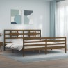 Cadre de lit sans matelas marron miel 200x200 cm bois massif 