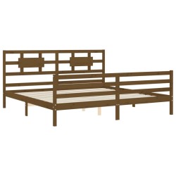 Cadre de lit sans matelas marron miel 200x200 cm bois massif 
