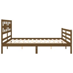 Cadre de lit sans matelas marron miel 200x200 cm bois massif 