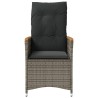Chaises inclinables de jardin lot de 2 et coussins gris rotin 