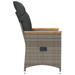 Chaises inclinables de jardin lot de 2 et coussins gris rotin 
