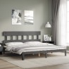 Cadre de lit sans matelas gris 200x200 cm bois massif de pin 