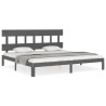 Cadre de lit sans matelas gris 200x200 cm bois massif de pin 