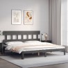 Cadre de lit sans matelas gris 200x200 cm bois massif de pin 