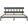 Cadre de lit sans matelas gris 200x200 cm bois massif de pin 