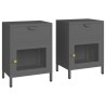 Tables de chevet 2 pcs Anthracite 40x30x54,5 cm Acier et verre 