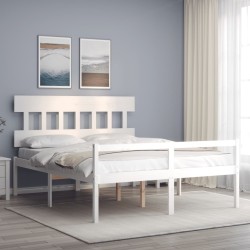 Lit pour personne âgée sans matelas blanc bois massif 