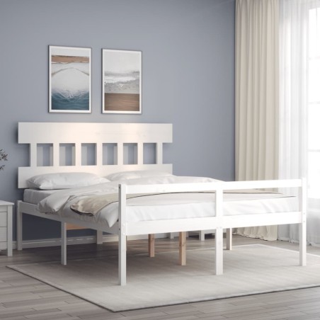 Lit pour personne âgée sans matelas blanc bois massif 