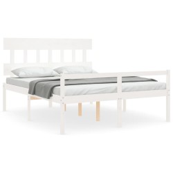 Lit pour personne âgée sans matelas blanc bois massif 