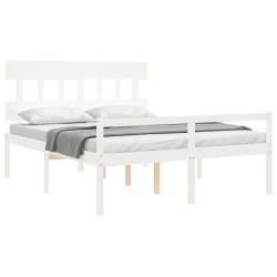 Lit pour personne âgée sans matelas blanc bois massif 