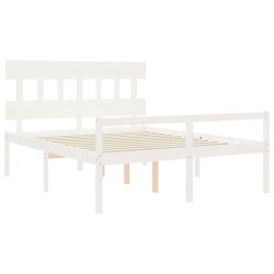 Lit pour personne âgée sans matelas blanc bois massif 