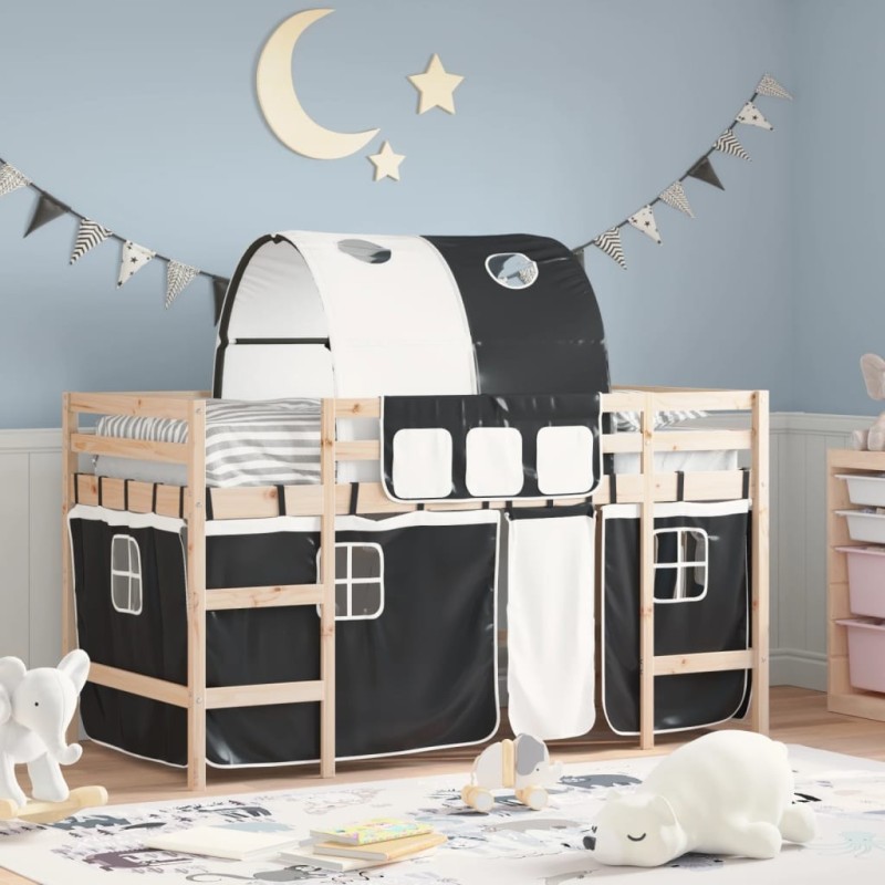 Lit mezzanine enfants avec tunnel sans matelas 80x200 cm 