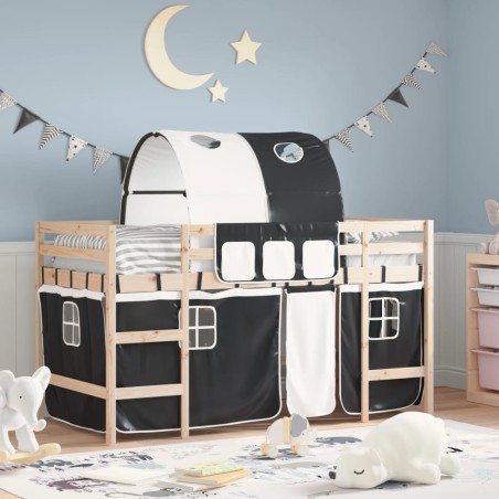 Lit mezzanine enfants avec tunnel sans matelas 80x200 cm 