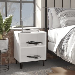 Tables de chevet avec pieds en métal 2 pcs blanc 40x30x50 cm 