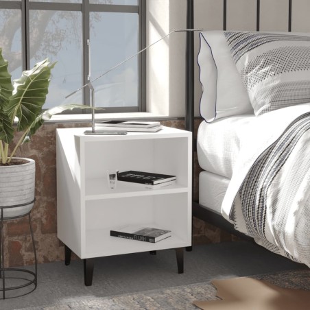 Tables de chevet avec pieds en métal 2 pcs blanc 40x30x50 cm 