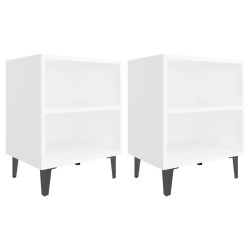 Tables de chevet avec pieds en métal 2 pcs blanc 40x30x50 cm 