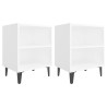 Tables de chevet avec pieds en métal 2 pcs blanc 40x30x50 cm 