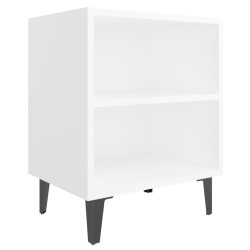 Tables de chevet avec pieds en métal 2 pcs blanc 40x30x50 cm 