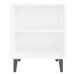 Tables de chevet avec pieds en métal 2 pcs blanc 40x30x50 cm 
