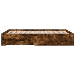 Cadre de lit avec tiroirs sans matelas chêne fumé 140x190 cm 