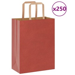 Sacs en papier 250 pcs avec poignées rouge 21x11x28 cm 