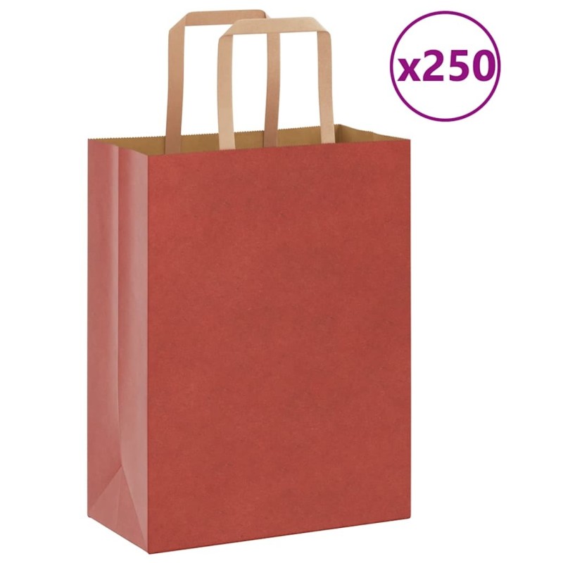 Sacs en papier 250 pcs avec poignées rouge 21x11x28 cm 