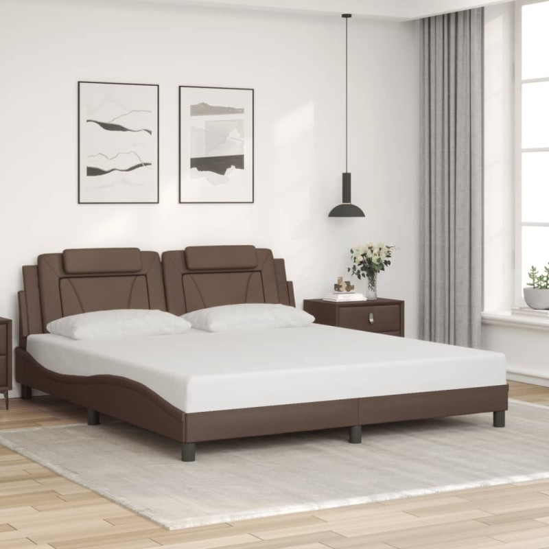 Cadre de lit sans matelas marron 180x200 cm similicuir 