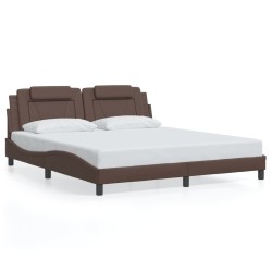 Cadre de lit sans matelas marron 180x200 cm similicuir 