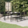 Table à dîner de jardin Noir 200x100x74 cm Acier et verre 