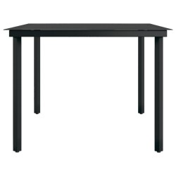 Table à dîner de jardin Noir 200x100x74 cm Acier et verre 