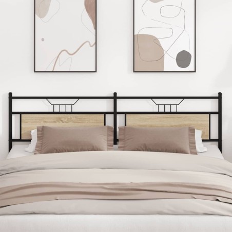 Tête de lit chêne sonoma 193 cm bois d'ingénierie et acier 